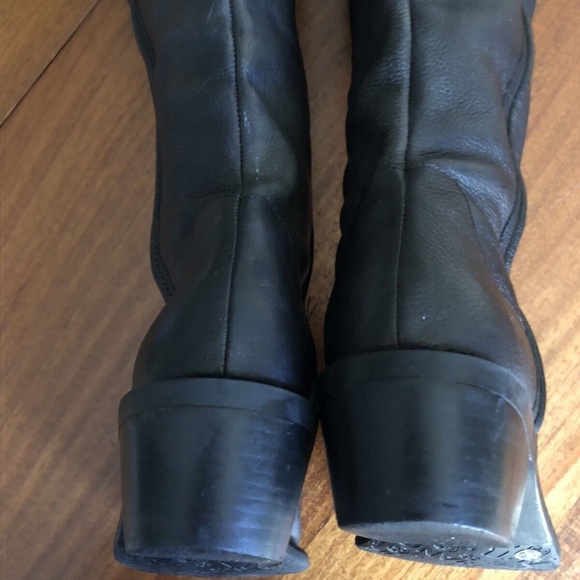 Western Cowboy Pull-On Riding Boots Black Pebbled Leather Women's Sz 8.5 M - Picture 9 of 9